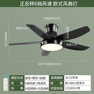 雷士照明 雷士（NVC） 风扇灯北欧ABS大扇叶LED吊扇灯客厅卧室餐厅遥控定时吸顶开叶扇 展翼42寸丨六档调风丨35瓦强电机