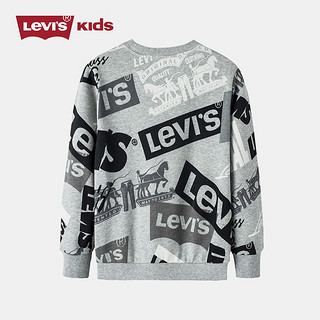 Levi's 李维斯婴幼童装男童纯棉圆领卫衣春秋毛圈儿童满印图案上衣 灰花灰 90/52(2T)