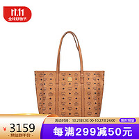 MCM 单肩包女包Toni Visetos购物袋手提包干邑色中号MWPAATN03CO001