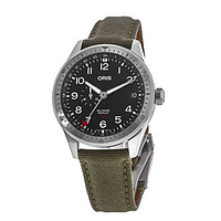 ORIS 豪利时 Big Crown ProPilot Timer GMT大表冠系列 黑色表盘绿色织物表带机械男表 01 748 7756 4064-07 3 22 02LC