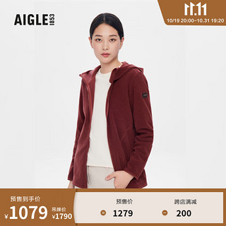 AIGLE【11.11】AIGLE艾高秋冬款户外保暖时尚修身全拉抓绒衣女外套 深枣红色 AX543 42