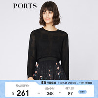 PORTS 宝姿 商场同款女装简约圆领羊毛套头衫SA9K416JKW001 黑色 M