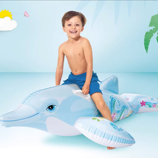 INTEX 58535海豚充气坐骑 游泳圈成人儿童充气玩具浮排浮床加厚水上