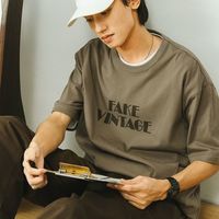 714STREET 美式重磅t恤男2023复古男士t恤夏季休闲男士宽松短袖