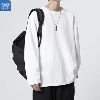 JEANSWEST 真维斯 长袖T恤男春秋季薄款打底衫上衣男款纯棉男生男士大码精梳棉内搭 白色（纯棉） XXXL