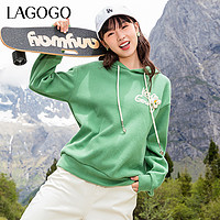 La·go·go 拉谷谷 Lagogo拉谷谷2023年秋季新款多巴胺草绿色清新连帽卫衣女小众宽松