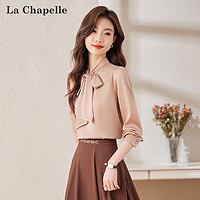 La Chapelle 蝴蝶结衬衫女秋季2023年新款设计感长袖上衣高端职业衬衣
