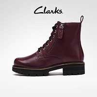 Clarks 其乐 女鞋冬季厚底防滑舒适中筒马丁靴齿轮鞋长靴女