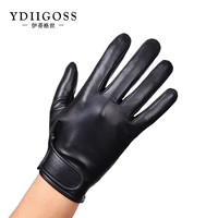 YDIIGOSS 伊蒂格世 品牌男士头层羊皮手套2023秋冬季新款薄短款修手加绒骑行真皮手套 黑色加绒保暖 S