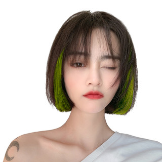 挂耳染染发片假发片女挑染接发长发一片式发片隐形彩色短发假发条