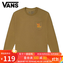 VANS 范斯 简约LOGO休闲宽松男女情侣长袖潮流T恤VN0A5E5KDZ9 VN0A5E5KDZ9 M