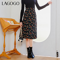 La·go·go 拉谷谷 Lagogo2023年秋冬新款高腰显瘦气质复古碎花半身裙女