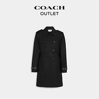 COACH 蔻驰 奥莱男士黑色时尚翻领风衣舒适休闲外套