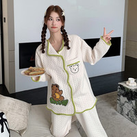 婧麒空气棉月子服秋冬产后哺乳睡衣大码怀孕期待产妇纯家居服 小熊【舒适空气棉】 L