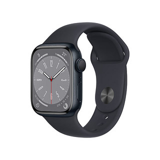Apple Watch Series 8 智能苹果手表s8 GPS蜂窝铝金属表壳运动型表带男女通用 【S8】午夜色 标配 GPS款 45毫米 铝金属