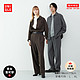  UNIQLO 优衣库 男装女装斜纹宽松衬衫(长袖绒面衬衣商务外套新款)460691　