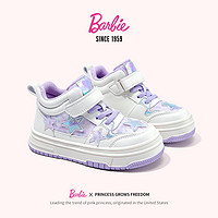 Barbie 芭比 童鞋女童运动鞋2023新款秋冬时尚星星鞋子儿童二棉鞋高帮板鞋