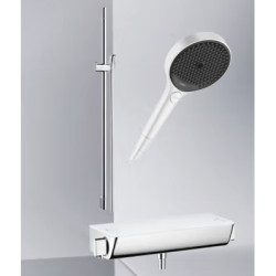 hansgrohe 汉斯格雅 境雨130白色手持+恒温置物台龙头沐浴套装