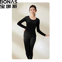 BONAS 宝娜斯 女士德绒保暖内衣套装 黑色 M(体重80-95)