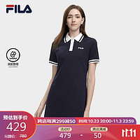 FILA 斐乐 官方女子连衣裙2023夏季时尚休闲经典POLO领连衣裙