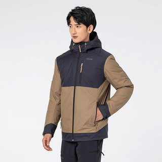 DECATHLON 迪卡侬 男子户外棉服防水外套 8398576 黑棕拼色 M