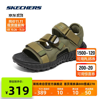 SKECHERS 斯凯奇 男子机能风搭扣运动休凉鞋894231橄榄色/黑色/OLBK 39.5