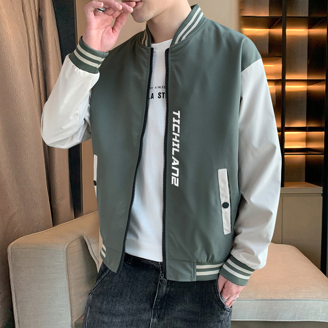 Tichilanz 泰芝郎 2023秋季新款男式夹克时髦休闲个性印花宽松舒适立领外套