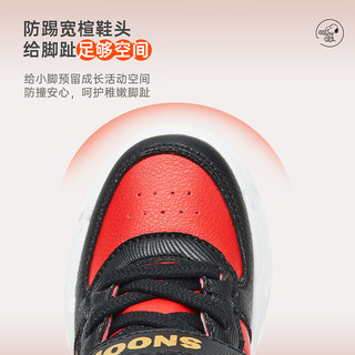 SNOOPY史努比童鞋男童棉鞋冬季高帮运动板鞋加绒保暖鞋2838黑红深蓝33