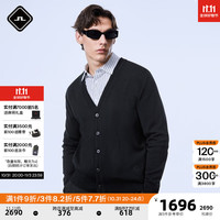 金林德伯格(J.Lindeberg)商场同款秋季绵羊毛细腻商务休闲针织V领开衫男52343B004 RPR黑色 165/88A/XS