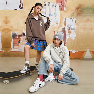 CONVERSE 匡威 秋季男女同款半拉链翻领落肩袖卫衣10026553 10026553-A02 3XL