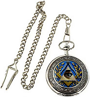 Masonic All Seeing Eye 银色和蓝色手表 - 直径 5.08 厘米
