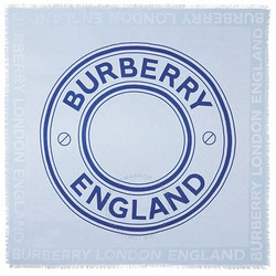 BURBERRY 博柏利 淡藍色徽標 TB Monogram 提花真絲羊毛圍巾