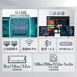 PADOWS JND12 迷你台式机 黑色（N100 Pro、核心显卡）