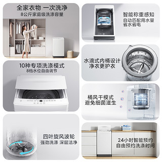MIJIA 米家 小米洗衣机全自动8公斤波轮洗脱一体家用大容量小型租房宿舍 官方