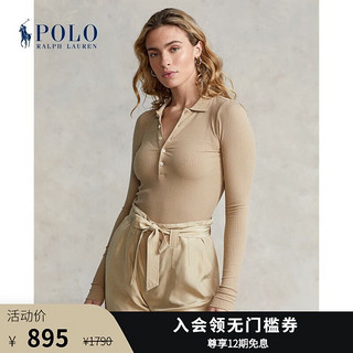 RALPH LAUREN Polo Ralph Lauren 拉夫劳伦 女装 罗纹长袖Polo衫RL22883 250-棕色 M