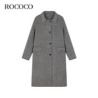 洛可可（ROCOCO）韩版时尚双面呢外套女秋季质感长款法式羊毛呢大衣 灰色 M
