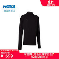 HOKA ONE ONE男士冬季跑步T恤Cold Weather Layer轻巧修身透气 黑色（尺码偏大） L