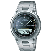 卡西欧(CASIO)手表彭昱畅同款双显运动防水电量多功能男表AW-80V-1B AW-80D-1V 不锈钢带