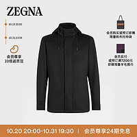 杰尼亚 Zegna）  男士黑色 Oasi Cashmere Lite 山羊绒连帽夹克 E7T42-7210-001-46 XS/S码