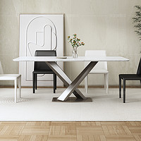 森友 德利丰岩板餐桌北欧现代简约小户型家用大理石餐桌椅组合