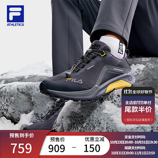 FILA 斐乐 男鞋3A LYNX 1+路跑鞋2023冬跑步鞋 花岗灰/黑美人儿-GA 43