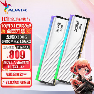 ADATA 威刚 XPG 龙耀D300G RGB灯条 海力士A代颗粒 DDR5内存条 台式机内存 龙耀D300G 6400 16G