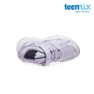 TEENMIX 天美意 运动鞋女童保暖加绒2023冬皮面防滑耐磨跑步鞋  紫色  紫色 31