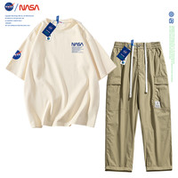 nasa夏季短袖t恤男士美式夏天套装潮牌一套搭配帅气衣服