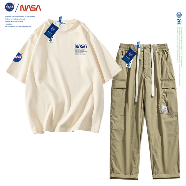 nasa夏季短袖t恤男士美式夏天套装潮牌一套搭配帅气衣服