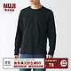 MUJI 無印良品 无印良品（MUJI）男式 水洗 天竺织 长袖T恤 ABC01A2A 休闲百搭T恤 黑色 M