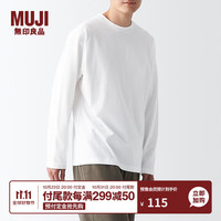 無印良品 MUJI(無印良品 )男式 起毛 天竺织 圆领长袖T恤 打底衫t恤男 AB1L5A3A 白色 XL(180/104A)