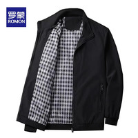 罗蒙(ROMON)品牌夹克外套男士秋冬品质爸爸装休闲商务z 黑色 XL