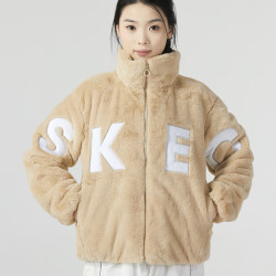 skechers斯凯奇休闲外套女装仿羊羔绒上衣028r爱尔兰奶油色