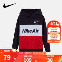 Nike 耐克小童装男童加绒卫衣秋冬儿童针织连帽上衣 正黑色/红赛车 90(2T)